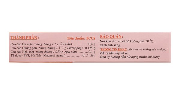 Ích Mẫu Traphaco trị kinh nguyệt không đều, đau bụng kinh (2 vỉ x 10 viên)
