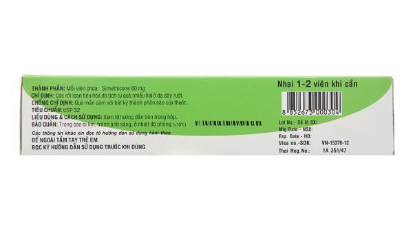 Viên nhai Air-X 80mg chống đầy hơi và chướng bụng (10 vỉ x 10 viên)