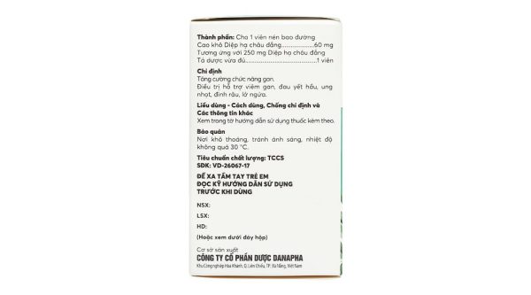 Diệp Hạ Châu Danapha tăng cường chức năng gan lọ 90 viên
