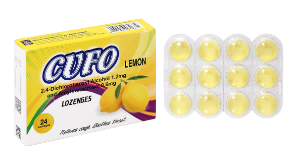 Viên ngậm Cufo Lemon hỗ trợ trị viêm họng, đau họng (2 vỉ x 12 viên)