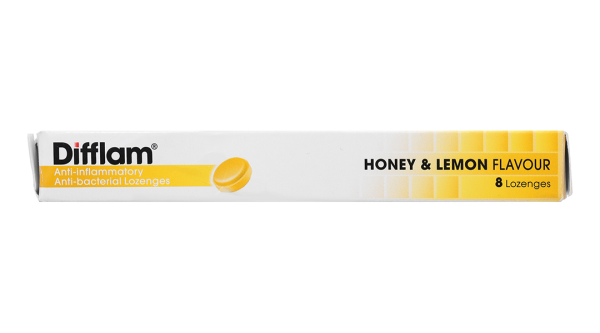 Viên ngậm kháng viêm Difflam vị chanh, mật ong giảm đau họng (1 vỉ x 8 viên)