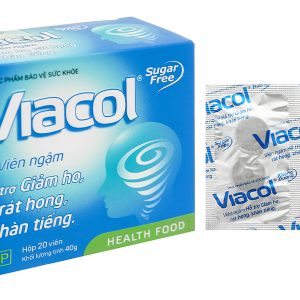 Viên ngậm Viacol không đường hỗ trợ giảm ho, đau rát họng hộp 20 viên
