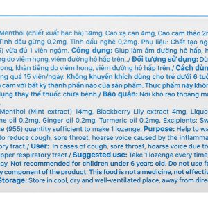 Viên ngậm Viacol không đường hỗ trợ giảm ho, đau rát họng hộp 20 viên
