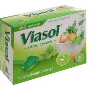 Viên ngậm Viasol Húng Chanh hỗ trợ giảm ho, đau rát họng hộp 100 viên