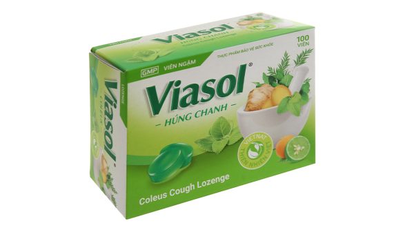 Viên ngậm Viasol Húng Chanh hỗ trợ giảm ho, đau rát họng hộp 100 viên