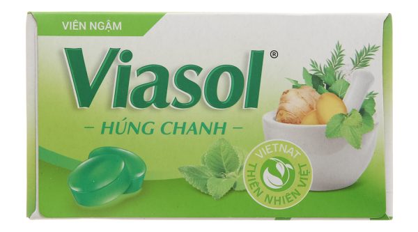 Viên ngậm Viasol Húng Chanh hỗ trợ giảm ho, đau rát họng hộp 100 viên