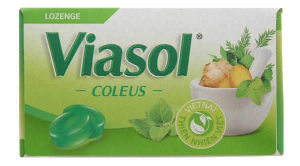 Viên ngậm Viasol Húng Chanh hỗ trợ giảm ho, đau rát họng hộp 100 viên