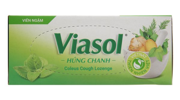 Viên ngậm Viasol Húng Chanh hỗ trợ giảm ho, đau rát họng hộp 100 viên