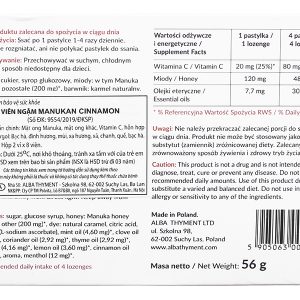 Viên ngậm Manukan Cinnamon hỗ trợ giảm ho, bổ phổi hộp 16 viên