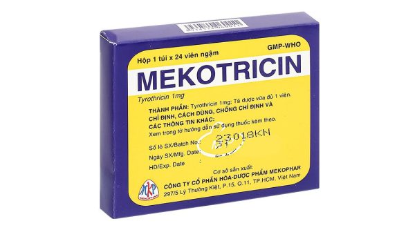 Viên ngậm Mekotricin 1mg trị nhiễm khuẩn niêm mạc vùng miệng, họng gói 24 viên