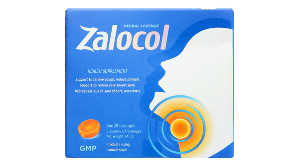 Viên ngậm thảo mộc Zalocol hỗ trợ giảm ho, giảm đờm hộp 5 vỉ x 4 viên