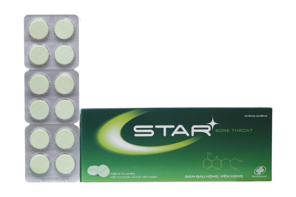 Viên ngậm Star Sore Throat kháng khuẩn, giảm đau họng (2 vỉ x 12 viên)