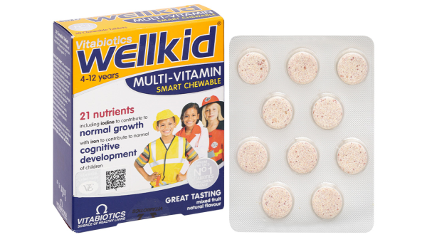 Viên nhai Vitabiotics Wellkid Multi-Vitamin tăng cường sức khỏe, đề kháng hộp 30 viên