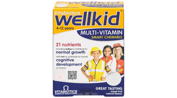 Viên nhai Vitabiotics Wellkid Multi-Vitamin tăng cường sức khỏe, đề kháng hộp 30 viên