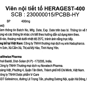 Viên nội tiết tố Heragest-400 hỗ trợ dự phòng sảy thai, vô sinh nữ (1 vỉ x 10 viên)