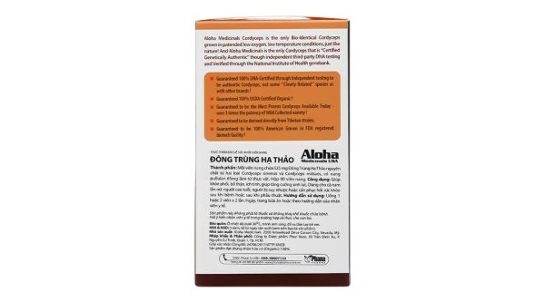 Pure Cordyceps Aloha giúp khỏe phổi, bổ thận, ích tinh, tăng sinh lực chai 90 viên