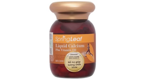 SpringLeaf Liquid Calcium Plus Vitamin D3 bổ sung canxi, vitamin D3 lọ 60 viên