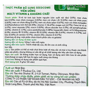 Seedcoms Multi Vitamin & Khoáng Chất tăng cường sức khỏe tổng thể gói 30 viên