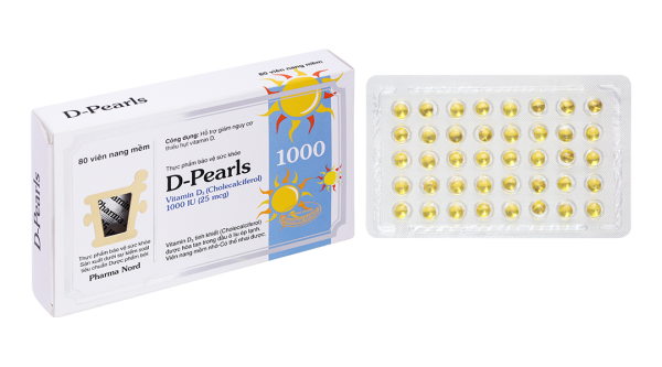 D-Pearls Vitamin D3 1000IU giúp bổ sung vitamin D hộp 80 viên