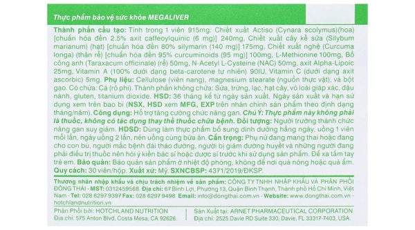 Hotchland Mega Liver giúp tăng cường chức năng gan hộp 30 viên