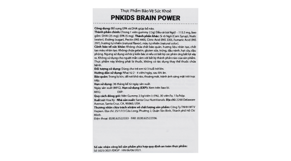 Viên nhai Dầu cá PN Kids Brain Power Omega 3 DHA bổ não lọ 30 viên