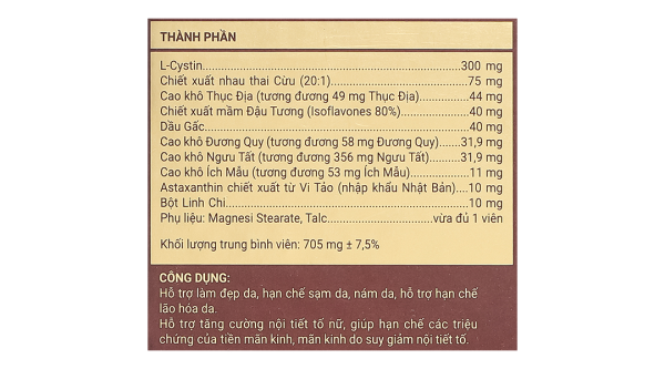 Sắc Ngọc Khang++ hạn chế lão hóa, giảm nám hộp 60 viên