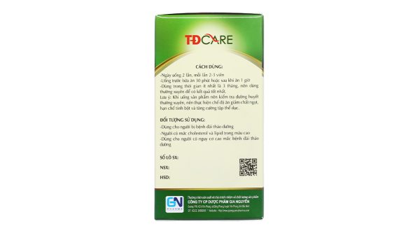 TĐ Care giúp hạ đường huyết và cholesterol chai 60 viên