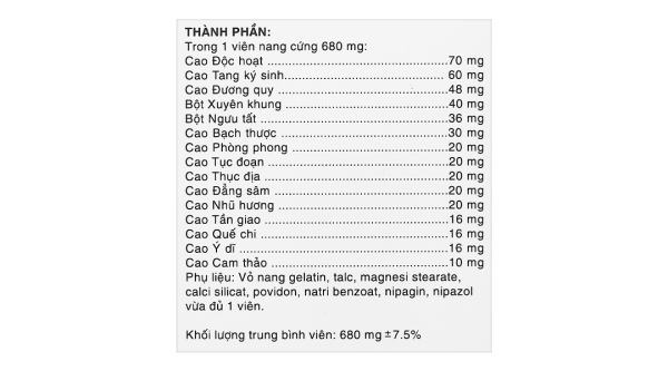 Tê nhức chân tay Bảo Nguyên hỗ trợ hoạt huyết, mạnh gân cốt hộp 90 viên