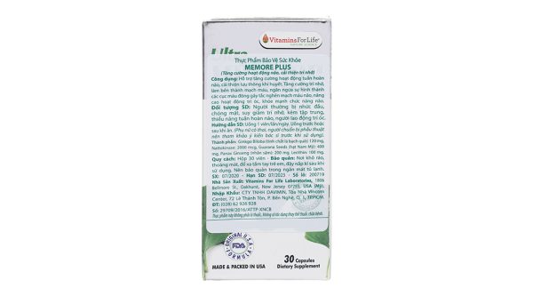 Ultra Memore Plus bổ não, cải thiện trí nhớ chai 30 viên