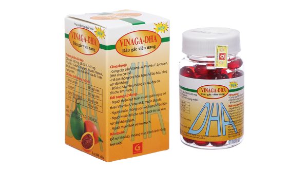 Dầu gấc Vinaga-DHA chống oxy hóa, tăng cường thị lực lọ 100 viên