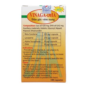 Dầu gấc Vinaga-DHA chống oxy hóa, tăng cường thị lực lọ 100 viên