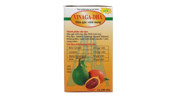 Dầu gấc Vinaga-DHA chống oxy hóa, tăng cường thị lực lọ 100 viên