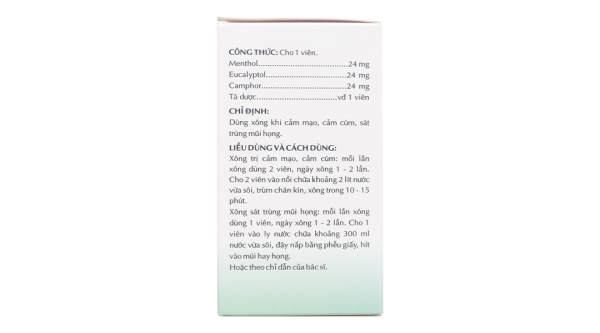Viên xông Euca-OPC sát khuẩn hô hấp, giải cảm (10 vỉ x 10 viên)