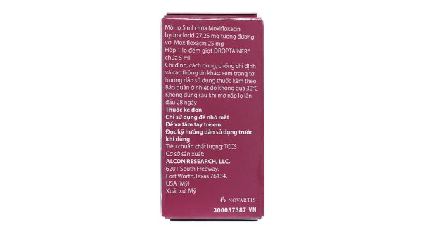 Dung dịch nhỏ mắt Vigamox 0.5% trị viêm kết mạc do vi khuẩn chai 5ml