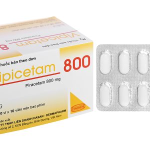 Vipicetam 800 trị rung giật cơ nguồn gốc vỏ não (10 vỉ x 10 viên)