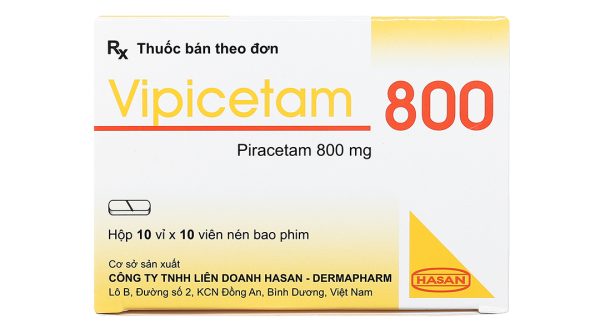 Vipicetam 800 trị rung giật cơ nguồn gốc vỏ não (10 vỉ x 10 viên)