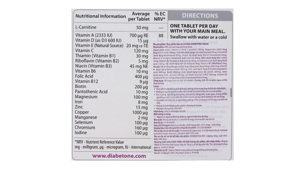 Diabetone Original hỗ trợ giảm nguy cơ đái tháo đường hộp 30 viên