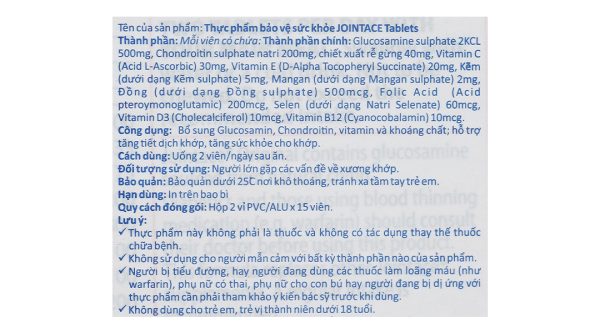 Vitabiotics Jointace Original bổ sung dưỡng chất cho khớp hộp 30 viên