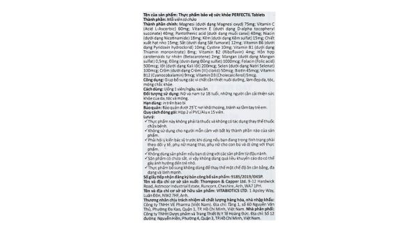 Vitabiotics Perfectil Skin, Hair & Nails đẹp da, tóc, móng hộp 30 viên