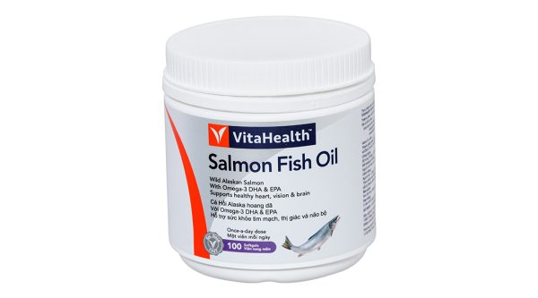 Dầu cá VitaHealth Salmon Fish Oil bổ sung omega 3, ngừa xơ vữa động mạch hộp 100 viên