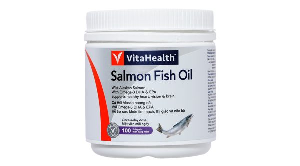 Dầu cá VitaHealth Salmon Fish Oil bổ sung omega 3, ngừa xơ vữa động mạch hộp 100 viên