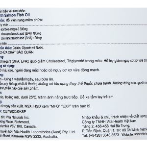 Dầu cá VitaHealth Salmon Fish Oil bổ sung omega 3, ngừa xơ vữa động mạch hộp 100 viên