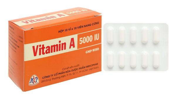 Vitamin A 5000IU phòng và trị các triệu chứng thiếu vitamin A (10 vỉ x 10 viên)