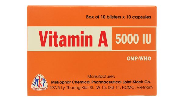Vitamin A 5000IU phòng và trị các triệu chứng thiếu vitamin A (10 vỉ x 10 viên)