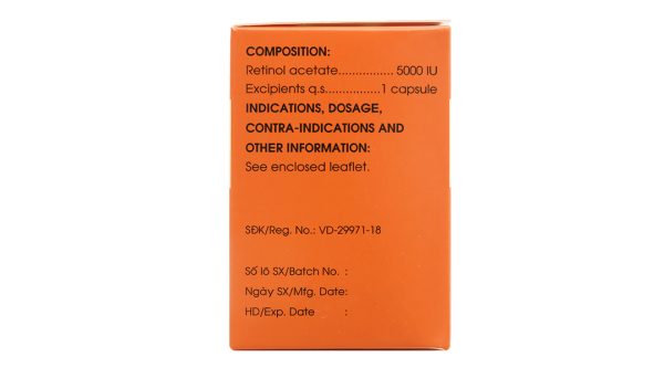 Vitamin A 5000IU phòng và trị các triệu chứng thiếu vitamin A (10 vỉ x 10 viên)