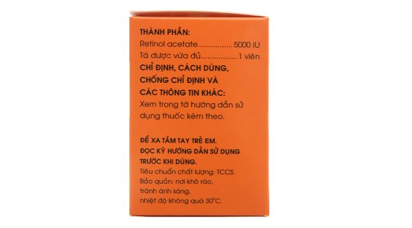 Vitamin A 5000IU phòng và trị các triệu chứng thiếu vitamin A (10 vỉ x 10 viên)