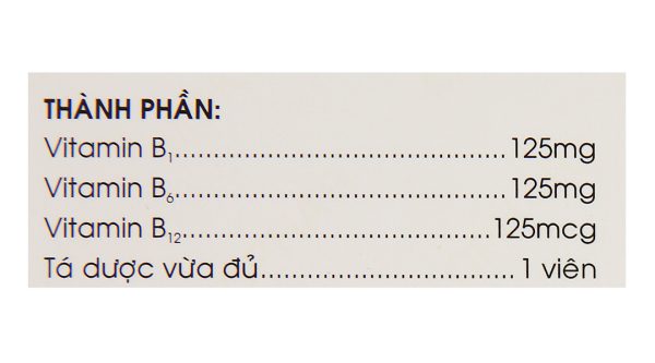 Vitamin B1-B6-B12 Mekophar trị rối loạn thần kinh, đau nhức (10 vỉ x 10 viên)
