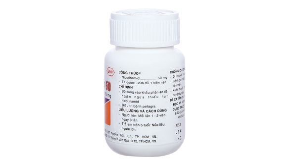 Vitamin PP 50 Pharmedic ngăn ngừa thiếu nicotinamide lọ 60 viên