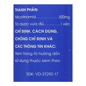 Vitamin PP Mekophar 500mg trị thiếu nicotinamide lọ 100 viên