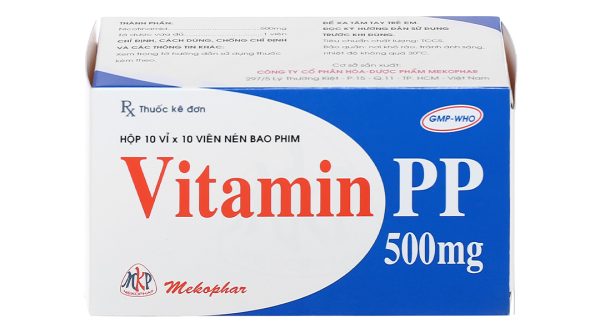 Vitamin PP Mekophar 500mg trị thiếu nicotinamide (10 vỉ x 10 viên)